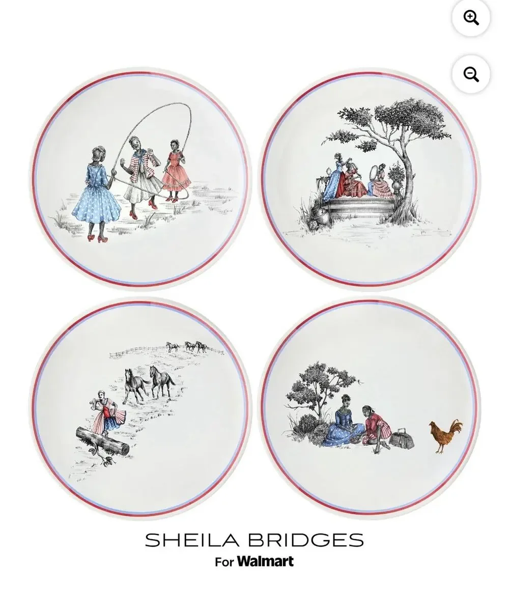 RARE Sheila Bridges Walmart Philadelphia Harlem Toile 4 Salad Plates SEALED
